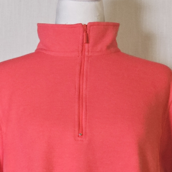 Orvis Womens 1/4 Zip Pullover XL Sweater Shirt Salsa(pink)Floral Trim - Picture 2 of 13
